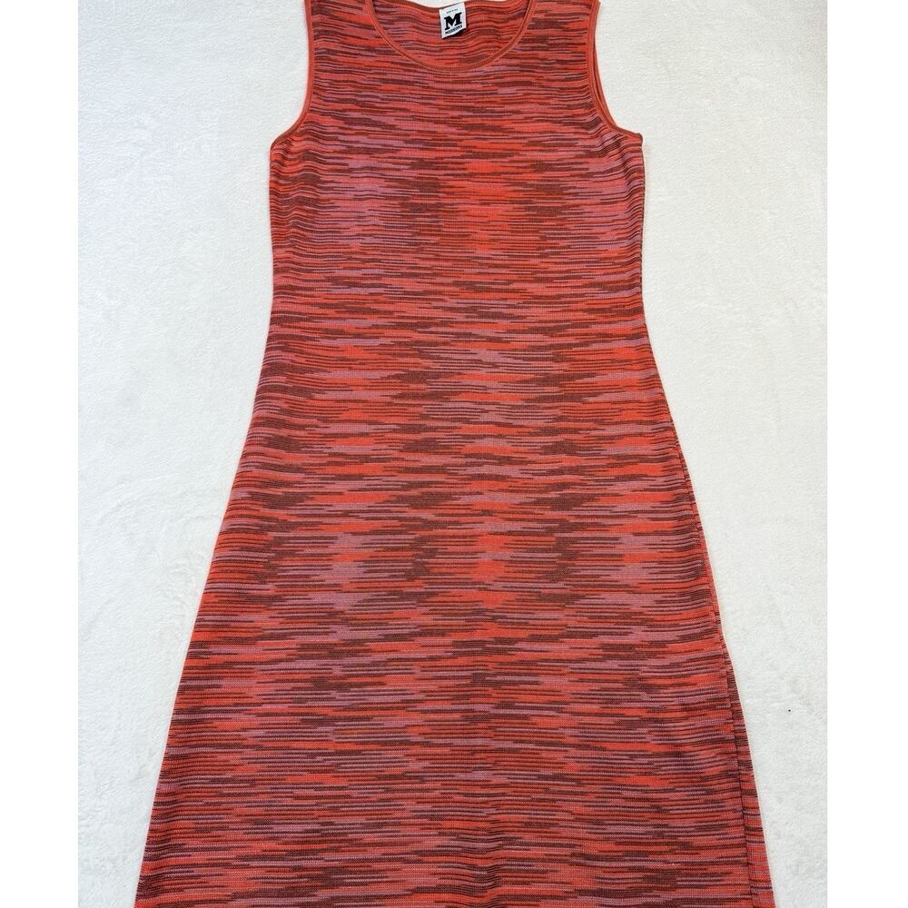 M Missoni Knit Shift Dress Sleeveless Space Dye Rust Orange Italian Midi Sz 6